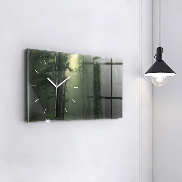 Horloge rectangulaire horizontale Forêt brumeuse le matin