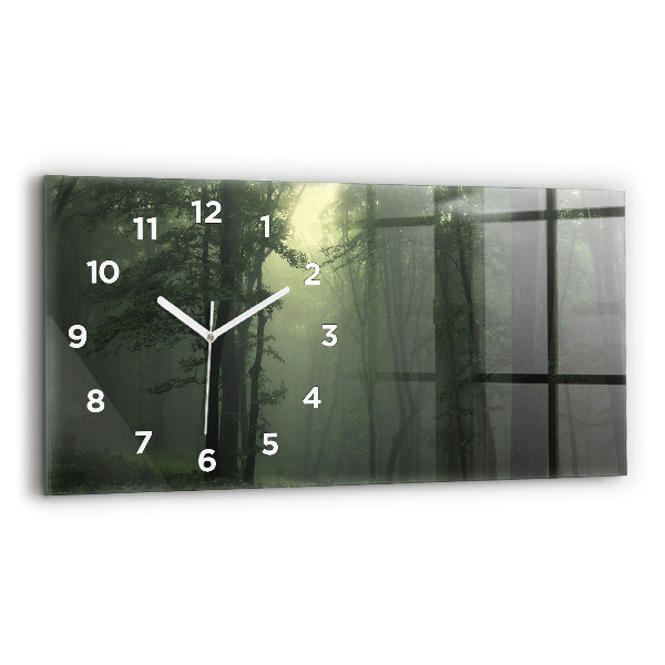 Horloge rectangulaire horizontale Forêt brumeuse le matin