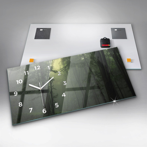Horloge rectangulaire horizontale Forêt brumeuse le matin