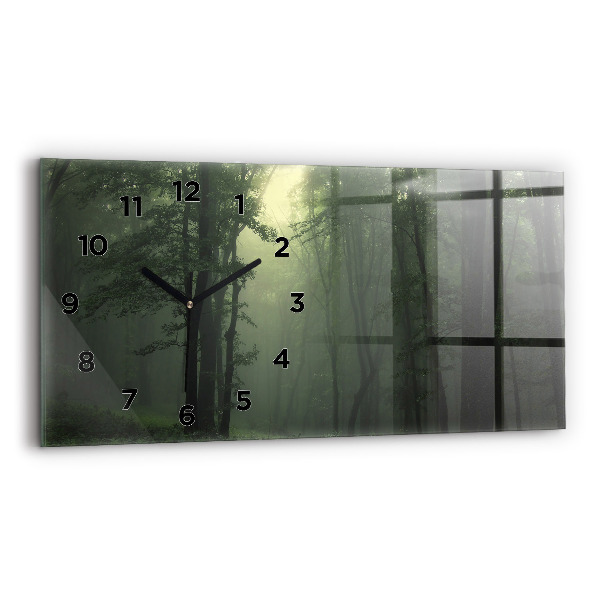 Horloge rectangulaire horizontale Forêt brumeuse le matin