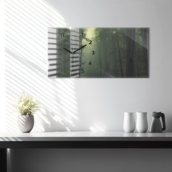 Horloge rectangulaire horizontale Forêt brumeuse le matin