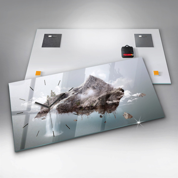 Horloge rectangulaire horizontale 'Cascade de l''île volante'