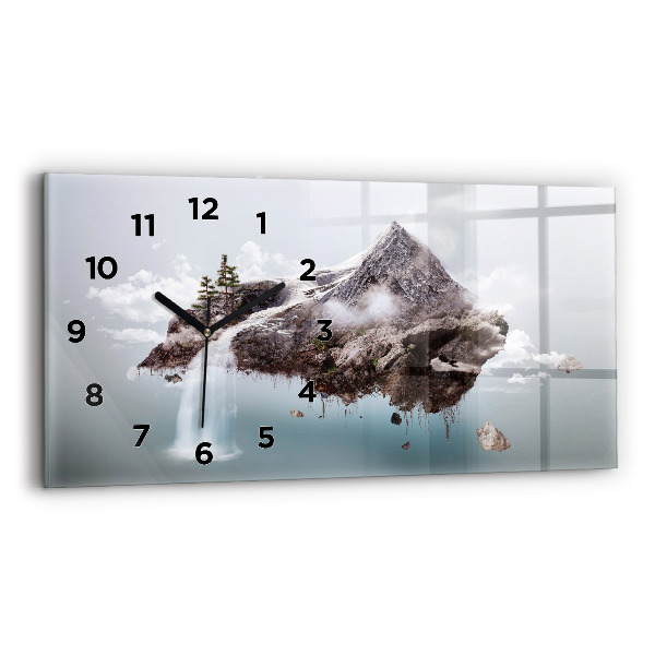 Horloge rectangulaire horizontale 'Cascade de l''île volante'