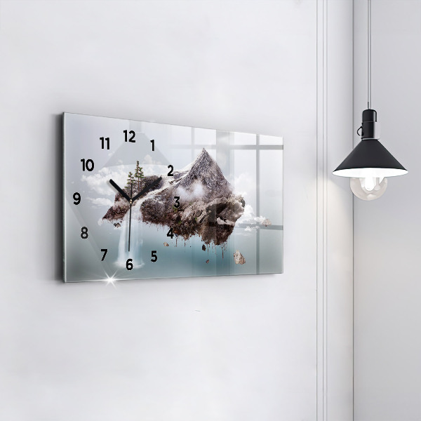 Horloge rectangulaire horizontale 'Cascade de l''île volante'