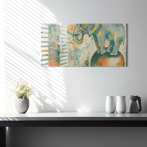 Horloge rectangulaire horizontale 'Posture de l''éléphant peint'