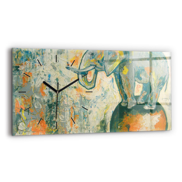 Horloge rectangulaire horizontale 'Posture de l''éléphant peint'