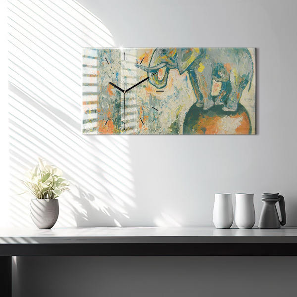 Horloge rectangulaire horizontale 'Posture de l''éléphant peint'