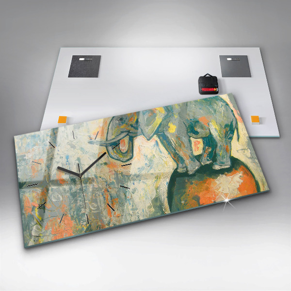Horloge rectangulaire horizontale 'Posture de l''éléphant peint'