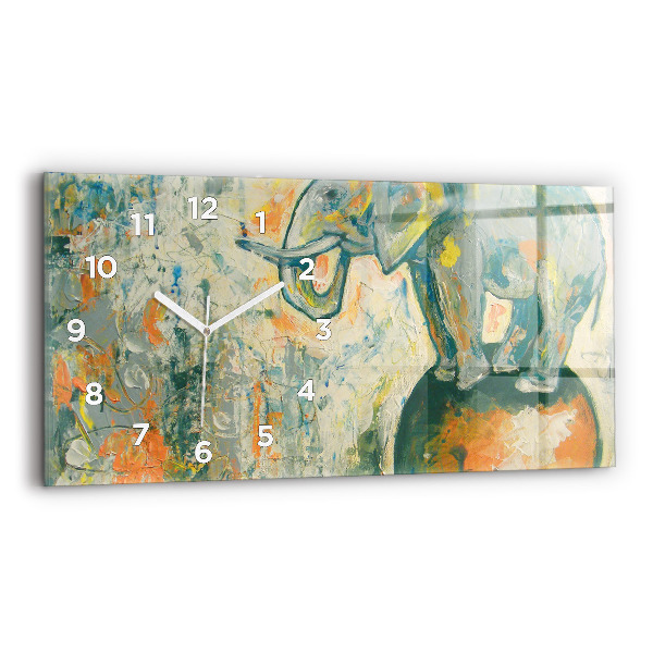 Horloge rectangulaire horizontale 'Posture de l''éléphant peint'