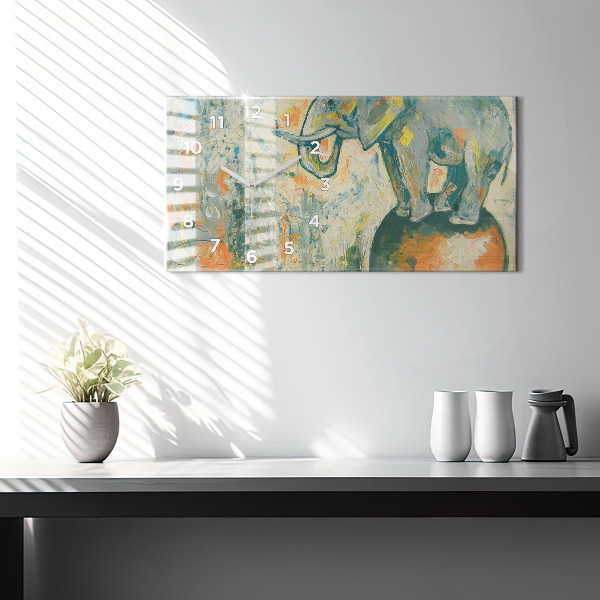 Horloge rectangulaire horizontale 'Posture de l''éléphant peint'