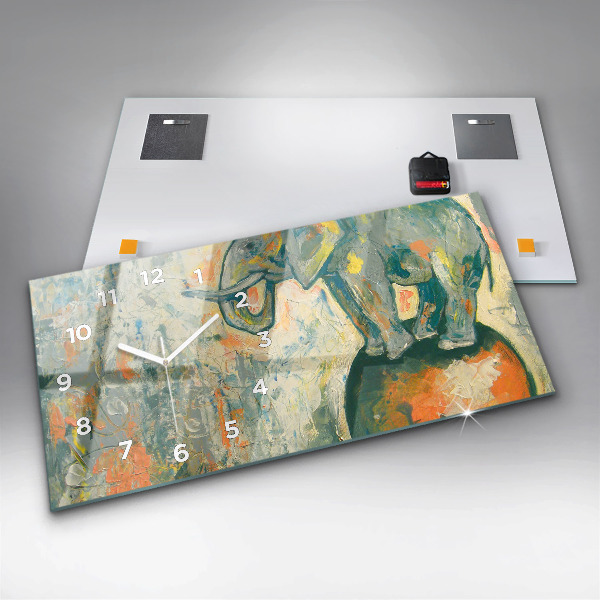 Horloge rectangulaire horizontale 'Posture de l''éléphant peint'