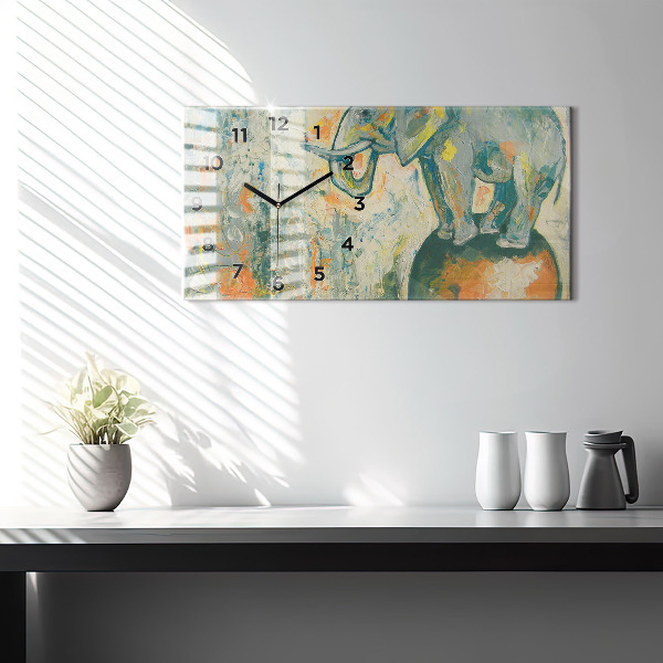 Horloge rectangulaire horizontale 'Posture de l''éléphant peint'