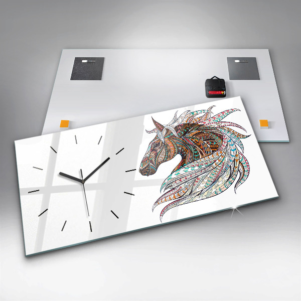 Horloge murale horizontale Illustration de cheval