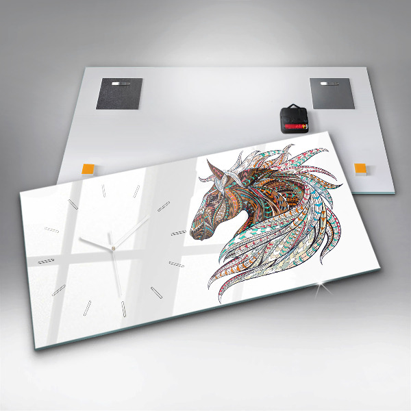 Horloge murale horizontale Illustration de cheval