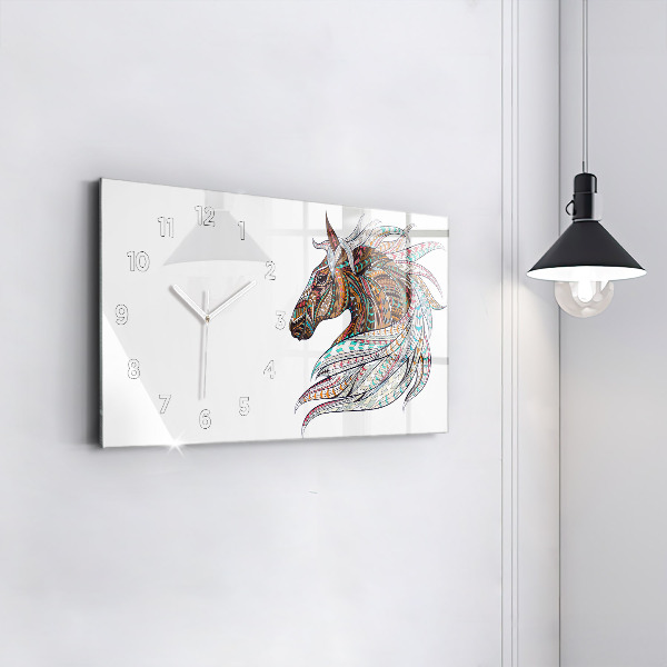 Horloge murale horizontale Illustration de cheval