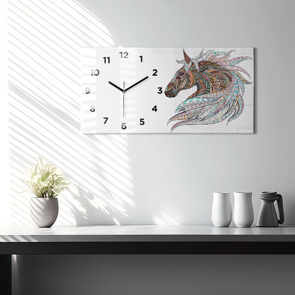 Horloge murale horizontale Illustration de cheval
