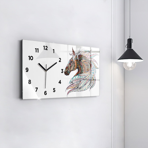 Horloge murale horizontale Illustration de cheval