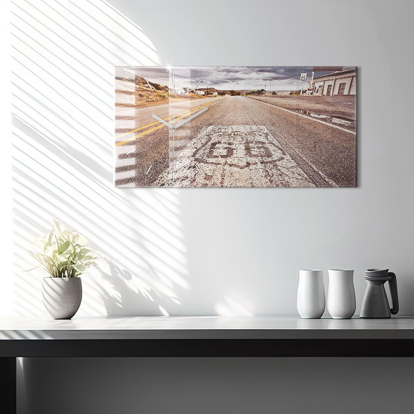 Horloge rectangulaire horizontale Route 66 États-Unis