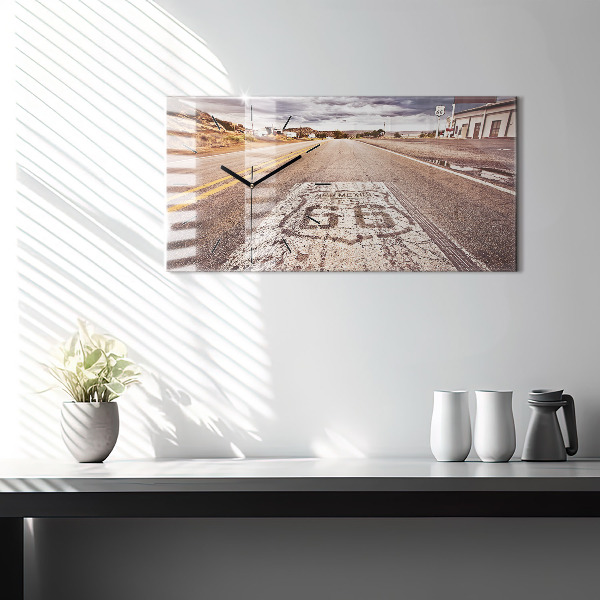 Horloge rectangulaire horizontale Route 66 États-Unis