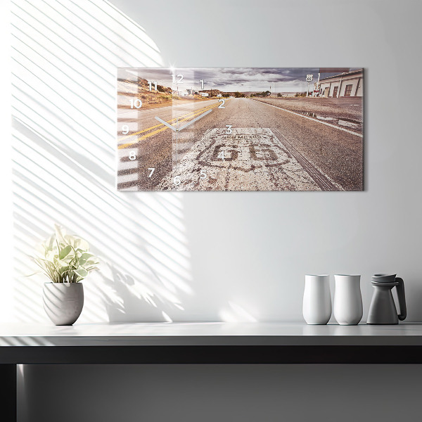 Horloge rectangulaire horizontale Route 66 États-Unis