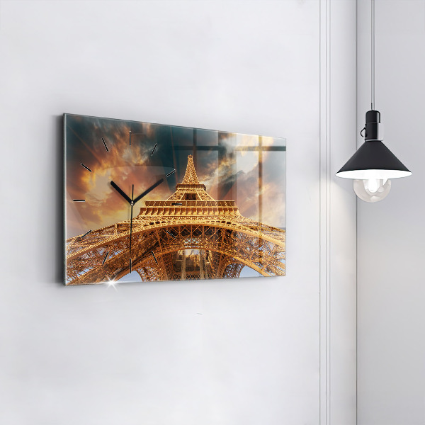 Horloge rectangulaire horizontale La Tour Eiffel au soleil