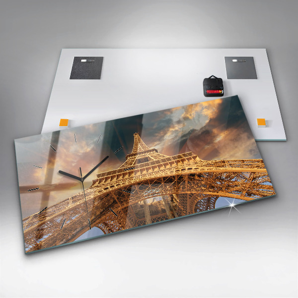Horloge rectangulaire horizontale La Tour Eiffel au soleil