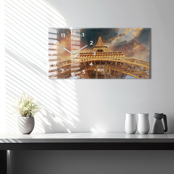 Horloge rectangulaire horizontale La Tour Eiffel au soleil