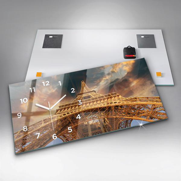 Horloge rectangulaire horizontale La Tour Eiffel au soleil