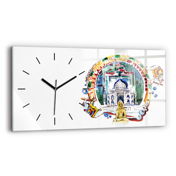Horloge rectangulaire horizontale Peinture de Bouddha dans le temple