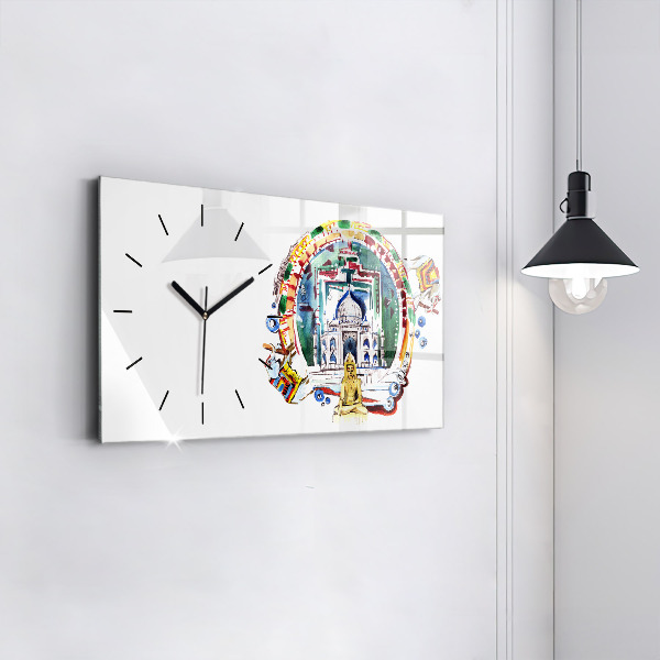 Horloge rectangulaire horizontale Peinture de Bouddha dans le temple