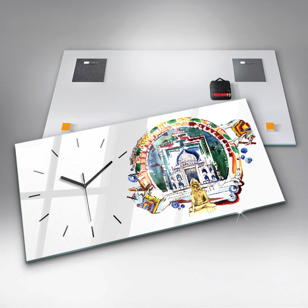 Horloge rectangulaire horizontale Peinture de Bouddha dans le temple