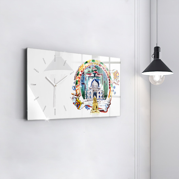 Horloge rectangulaire horizontale Peinture de Bouddha dans le temple