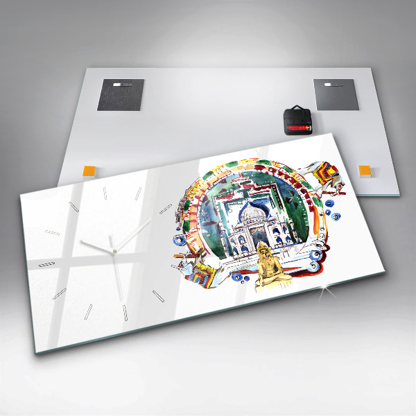 Horloge rectangulaire horizontale Peinture de Bouddha dans le temple