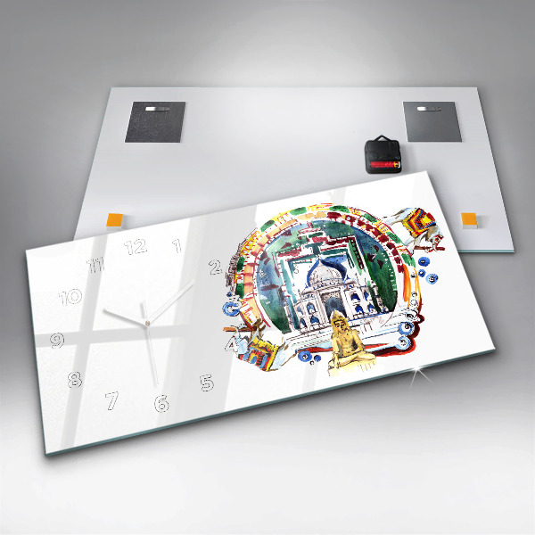 Horloge rectangulaire horizontale Peinture de Bouddha dans le temple