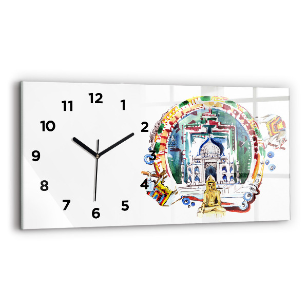 Horloge rectangulaire horizontale Peinture de Bouddha dans le temple