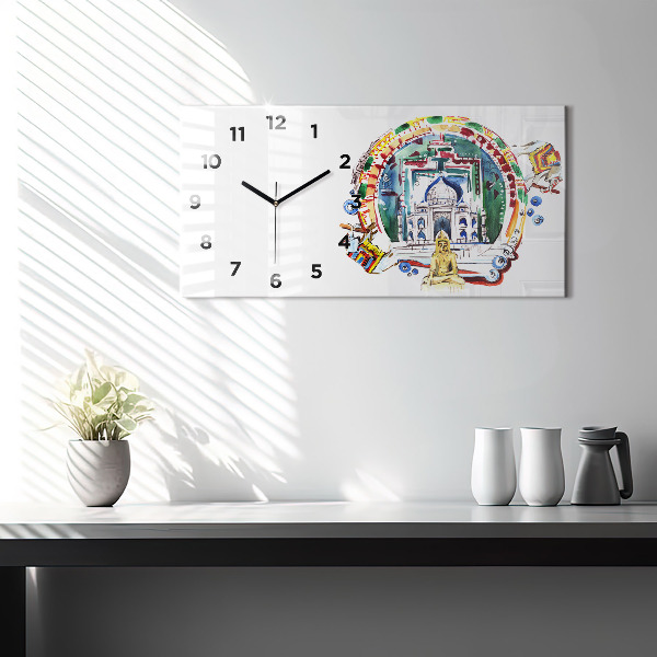 Horloge rectangulaire horizontale Peinture de Bouddha dans le temple