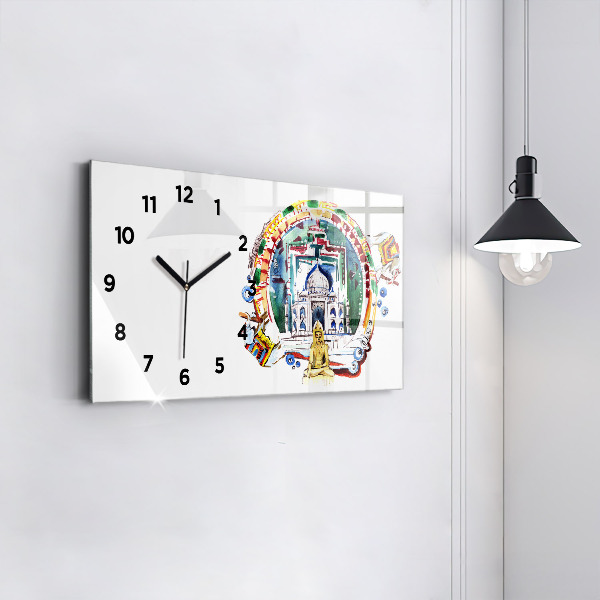 Horloge rectangulaire horizontale Peinture de Bouddha dans le temple