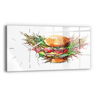 Horloge rectangulaire horizontale Cheeseburger XXL