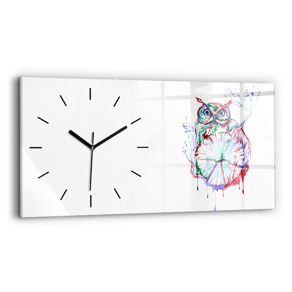 Horloge rectangulaire horizontale 'Illustration du hibou et de l''horloge'