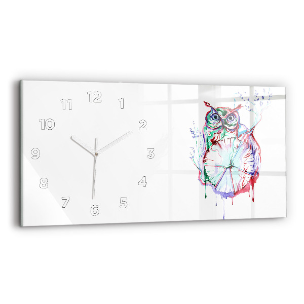 Horloge rectangulaire horizontale 'Illustration du hibou et de l''horloge'