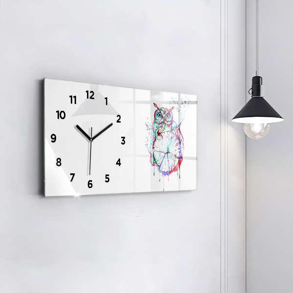 Horloge rectangulaire horizontale 'Illustration du hibou et de l''horloge'