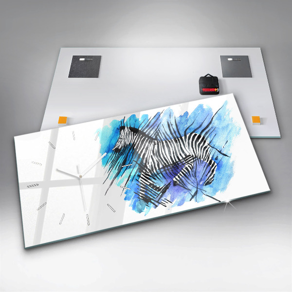 Horloge rectangulaire horizontale Zèbre peint