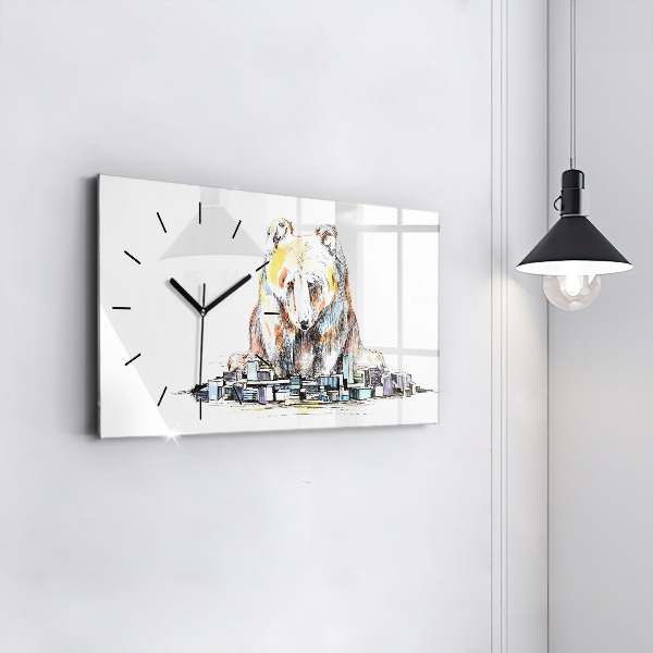 Horloge rectangulaire horizontale Ours abstrait