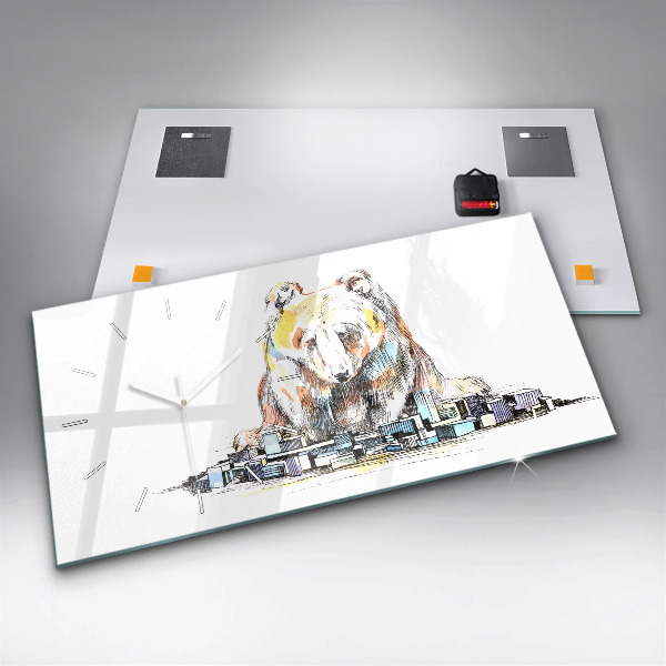 Horloge rectangulaire horizontale Ours abstrait