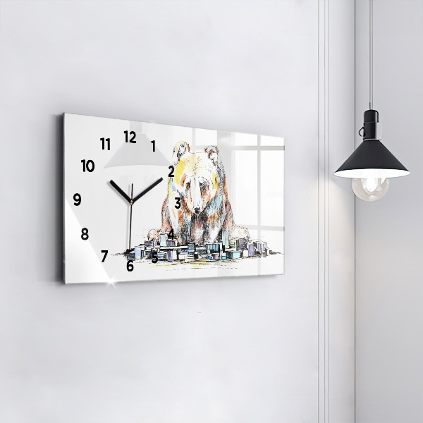 Horloge rectangulaire horizontale Ours abstrait