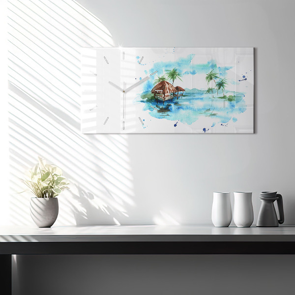 Horloge rectangulaire horizontale 'Photo d''une île déserte'