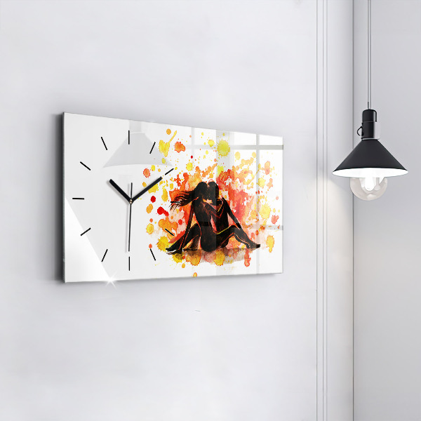 Horloge rectangulaire horizontale 'L''amour et un couple amoureux'