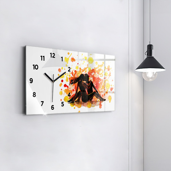 Horloge rectangulaire horizontale 'L''amour et un couple amoureux'