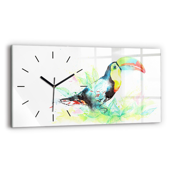 Horloge rectangulaire horizontale 'Toucan dans l''herbe'