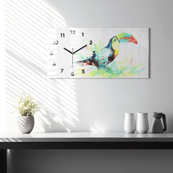 Horloge rectangulaire horizontale 'Toucan dans l''herbe'